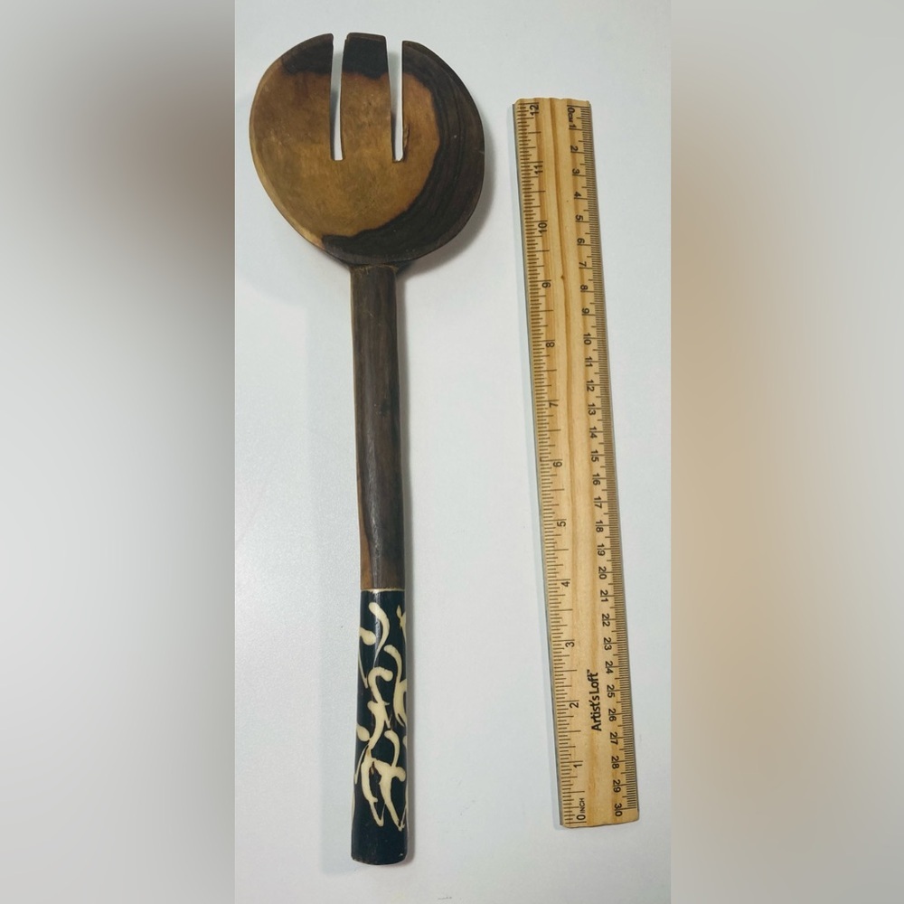 5 for $10:‎ Handcrafted Wooden Serving Spoon with Black, Brown Accents 4” x 13”
